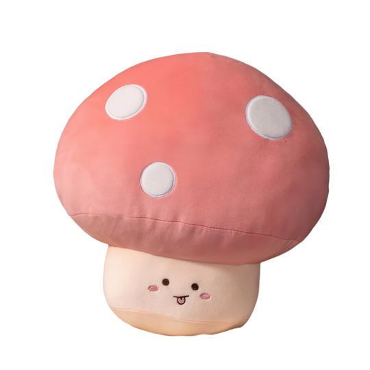 Big pink mushroom plush, with a cute cartoon design! One size, Mushroom, Vegetable, Veggies, Garden, Plushies, Plush Dolls, Cute Plushie, Soft Dolls, Toy Dolls, Toy, Cuddle, Cuddly, Squishy, Soft, Soft Dolls, Garden Plush, Premium, Quality, Teddy Bear.