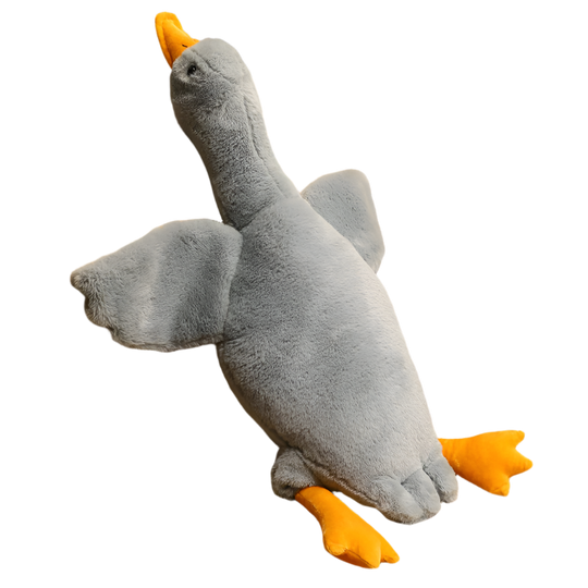 Grey Quackers goose plushie with a relaxed pose and orange beak, Quackers, Grey, Couch, Soft Plush, Cute Plush, Plush, Goose Toy, Stuffed Toy. Plushies, Plush Dolls, Cute Plush, Plush, Soft Dolls, Toy Dolls, Toy, Toys, Squishy, Soft, Soft Toys, Stuffed Toys, Plush Toy, Plush Toys, Premium, Quality, Adorable, Cuddly, Playful, Collectibles, Huggable, Kids Toys, Children's Gifts, Gift Ideas, Gift, Gifts, Plush, Teddy Bear.