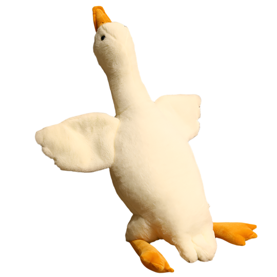 White Quackers goose plushie showing its wings and orange beak, Quackers, White, Couch, Soft Plush, Cute Plush, Plush, Goose Toy, Stuffed Toy. Plushies, Plush Dolls, Cute Plush, Plush, Soft Dolls, Toy Dolls, Toy, Toys, Squishy, Soft, Soft Toys, Stuffed Toys, Plush Toy, Plush Toys, Premium, Quality, Adorable, Cuddly, Playful, Collectibles, Huggable, Kids Toys, Children's Gifts, Gift Ideas, Gift, Gifts, Plush, Teddy Bear.